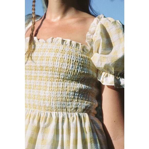 Charlie Holiday Sienna Dress Yellow Gingham US 8 Spring Romantic Picnic Fairy - Picture 2 of 6
